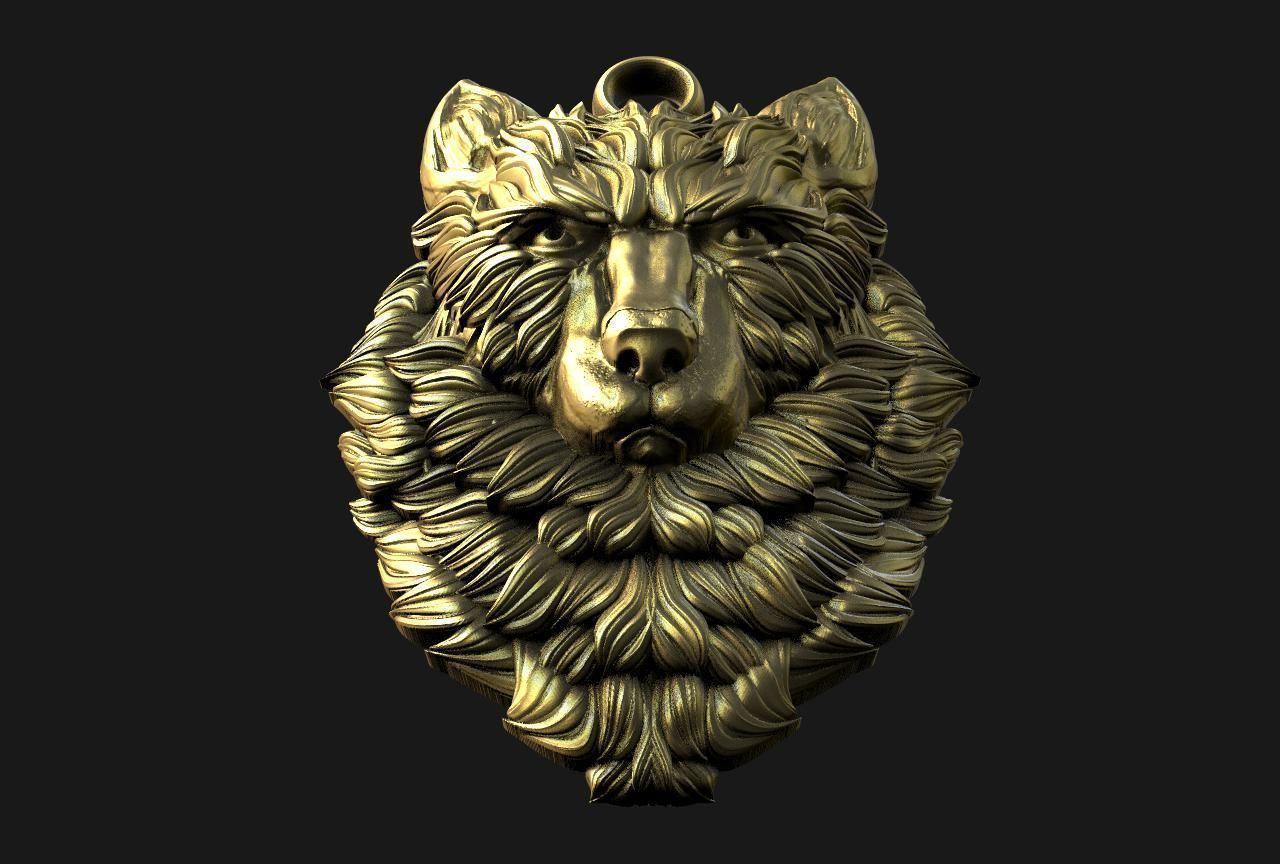 Wolf pendant  3D print model_3