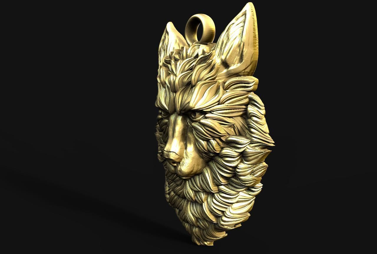 Wolf pendant  3D print model_1