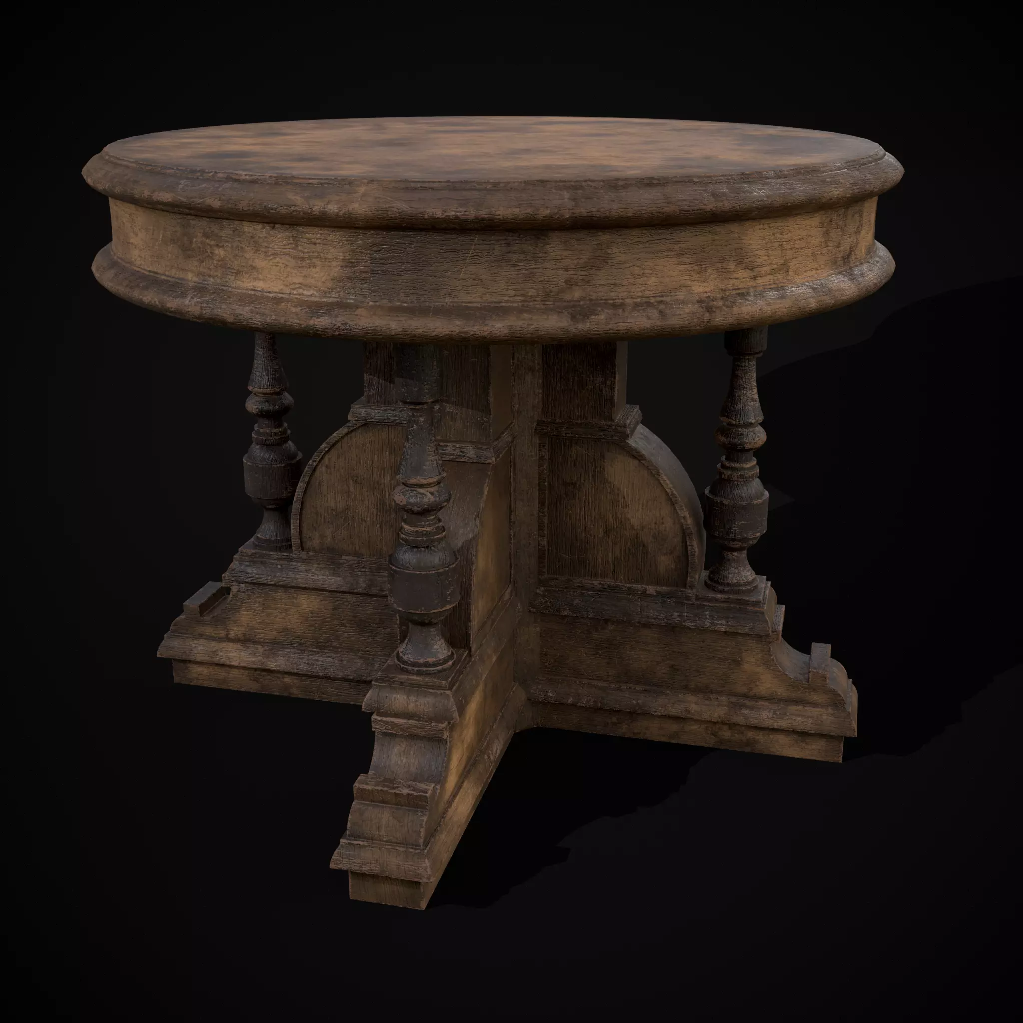 Round Renaissance Table Low-poly 3D model_0