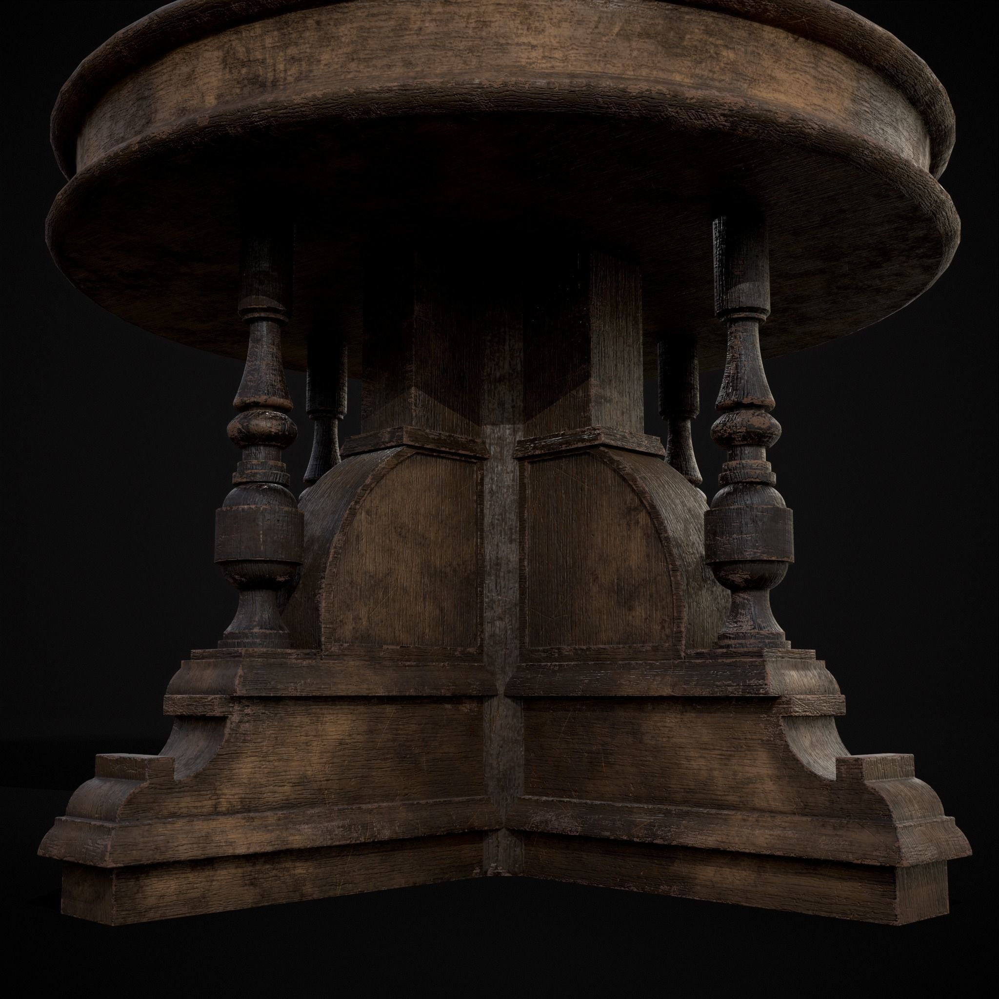 Round Renaissance Table Low-poly 3D model_15