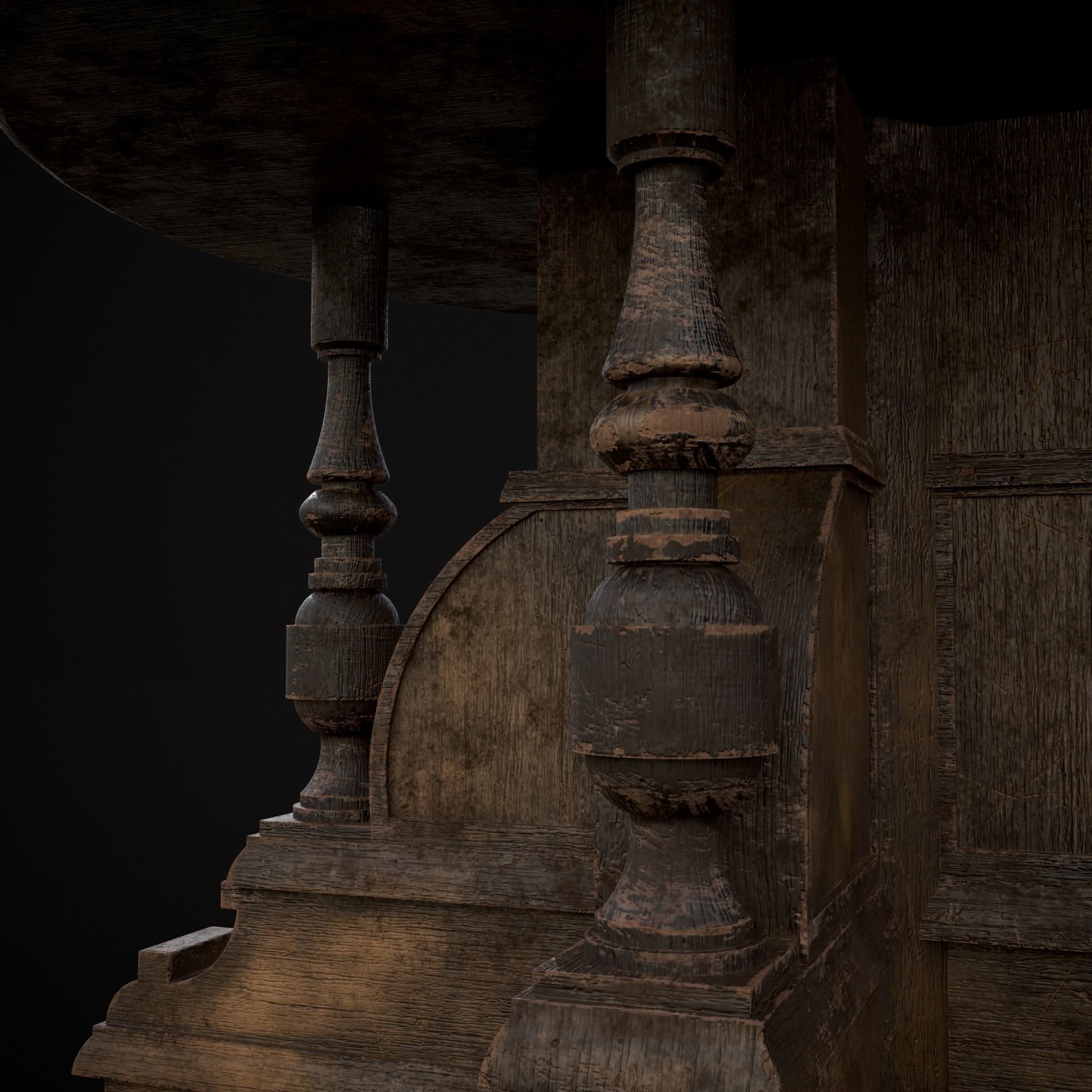 Round Renaissance Table Low-poly 3D model_7