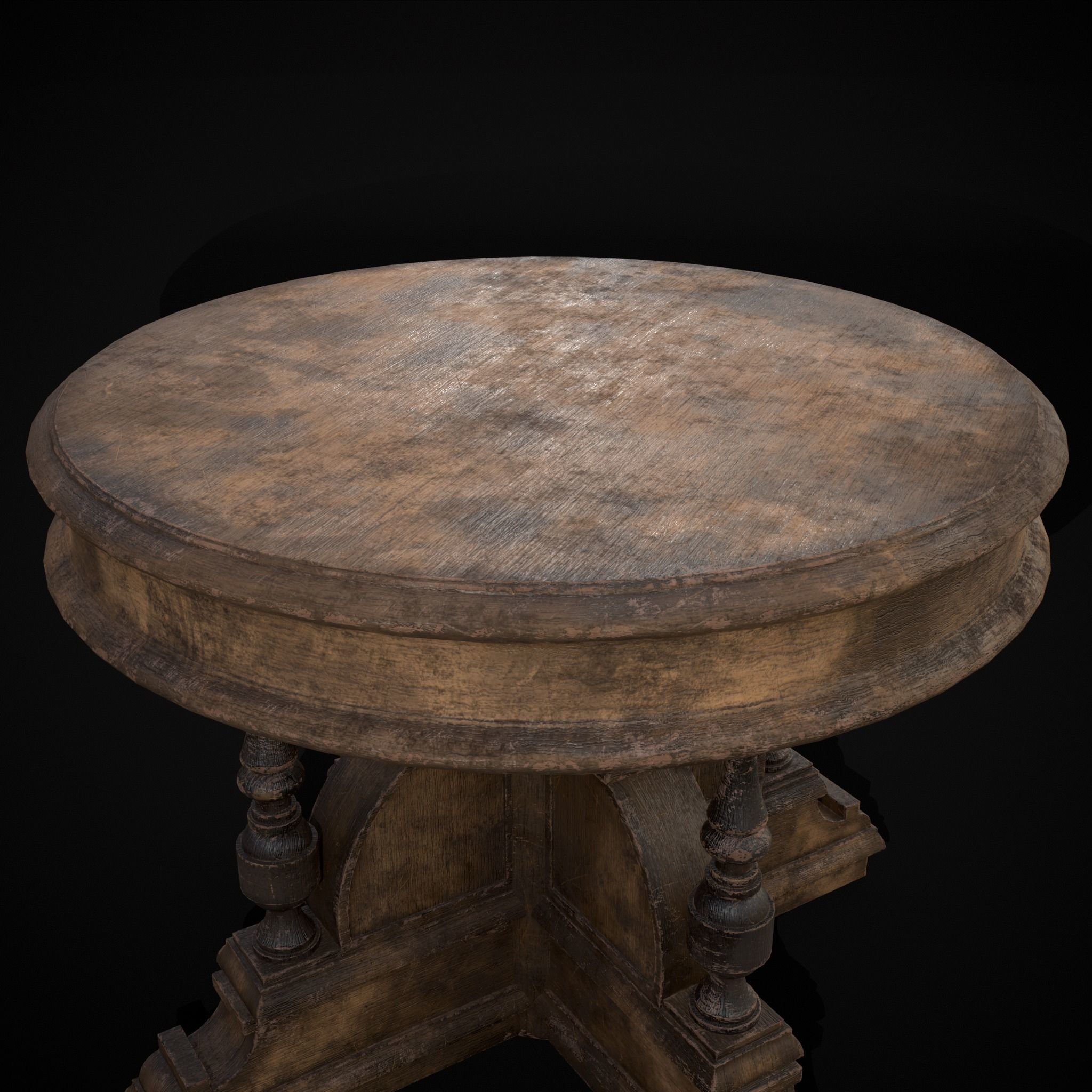 Round Renaissance Table Low-poly 3D model_13