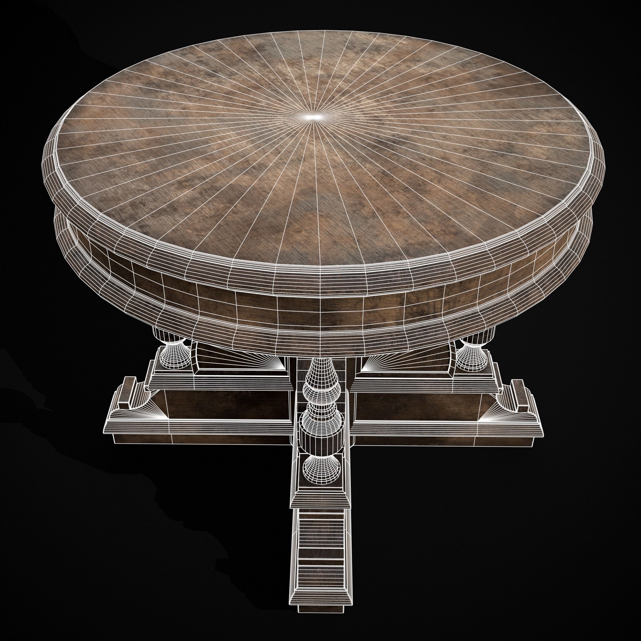 Round Renaissance Table Low-poly 3D model_34