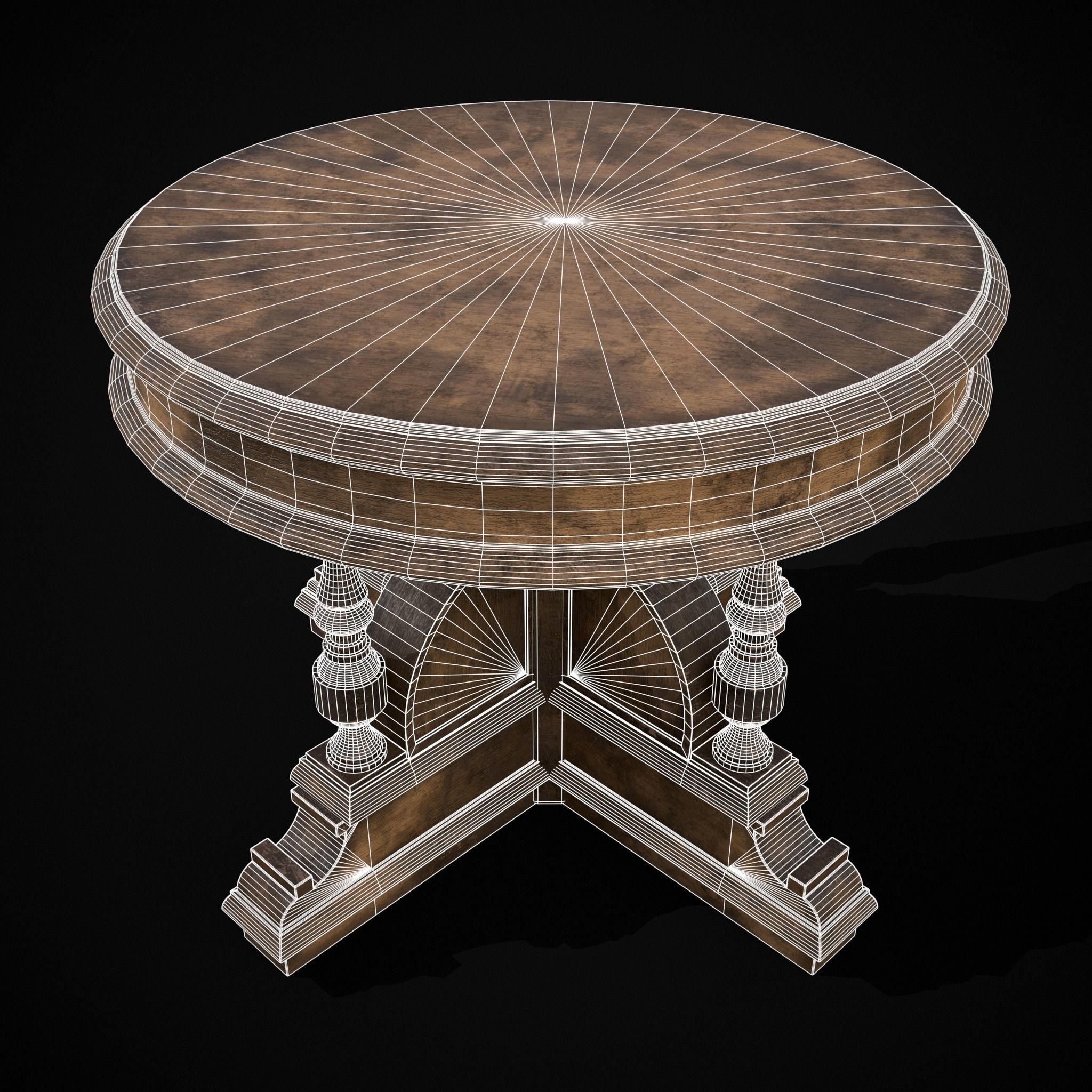 Round Renaissance Table Low-poly 3D model_26