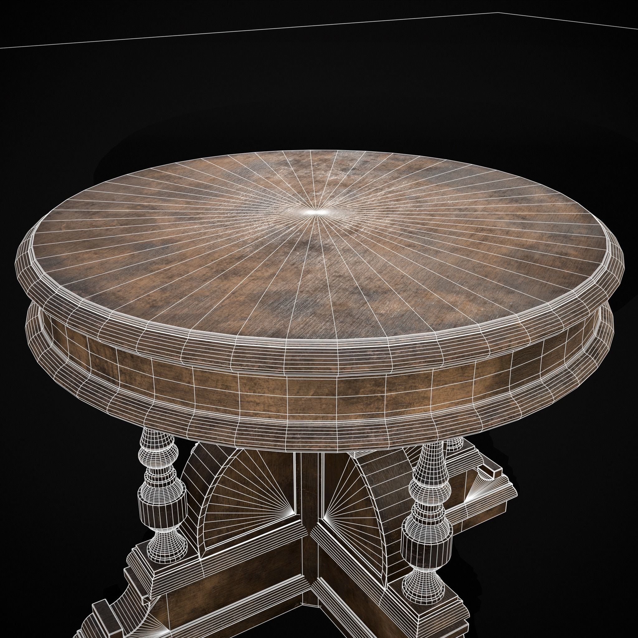 Round Renaissance Table Low-poly 3D model_14