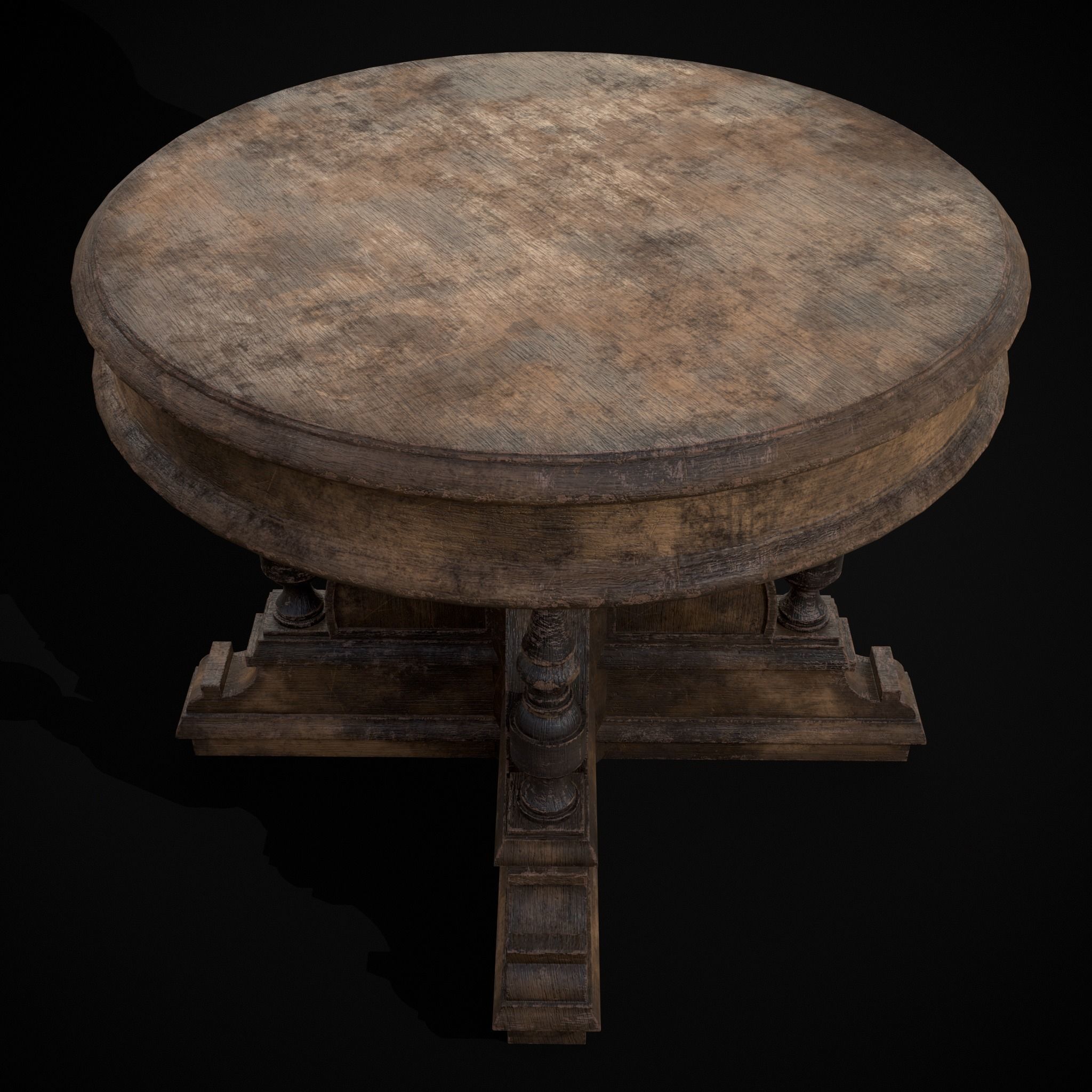 Round Renaissance Table Low-poly 3D model_33