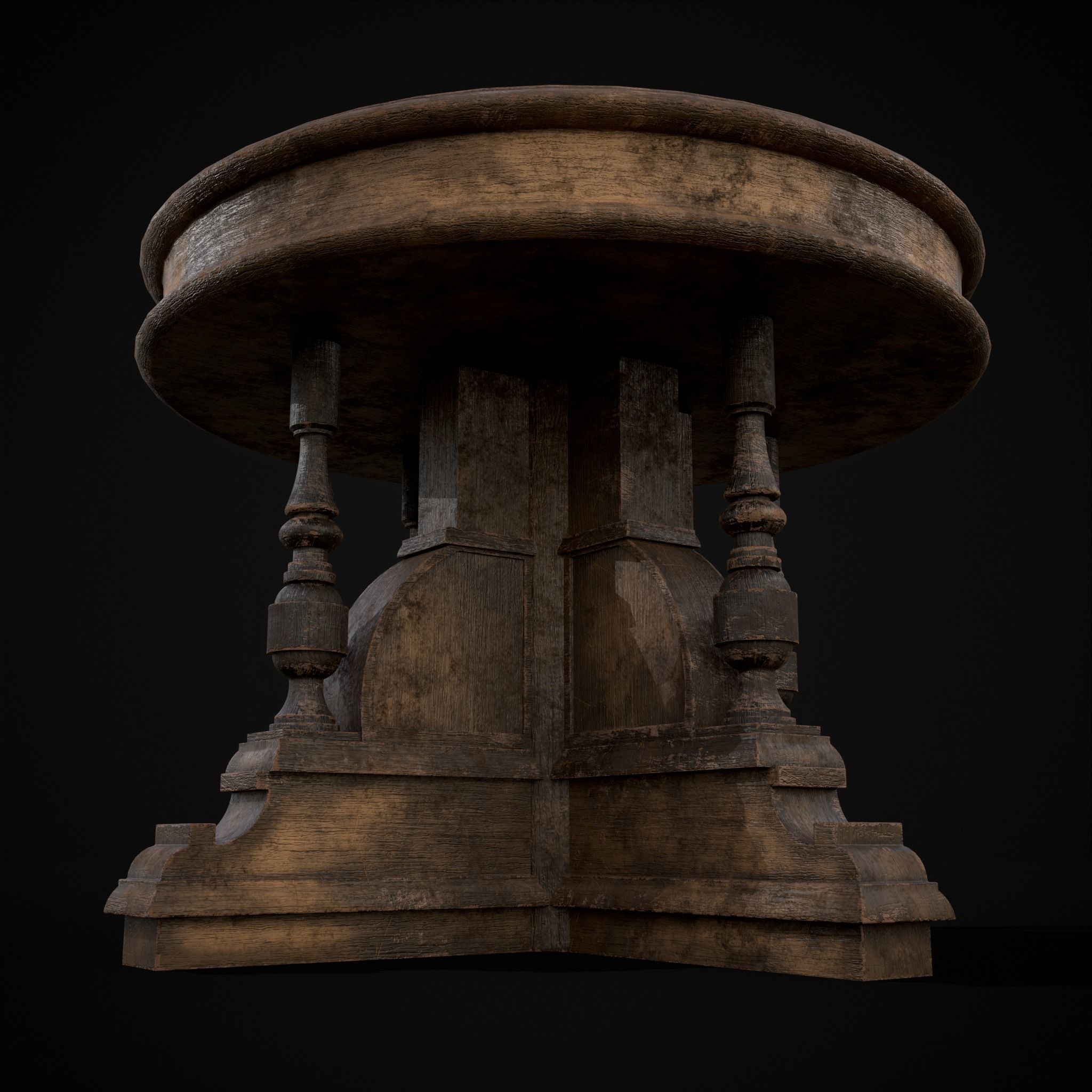 Round Renaissance Table Low-poly 3D model_5