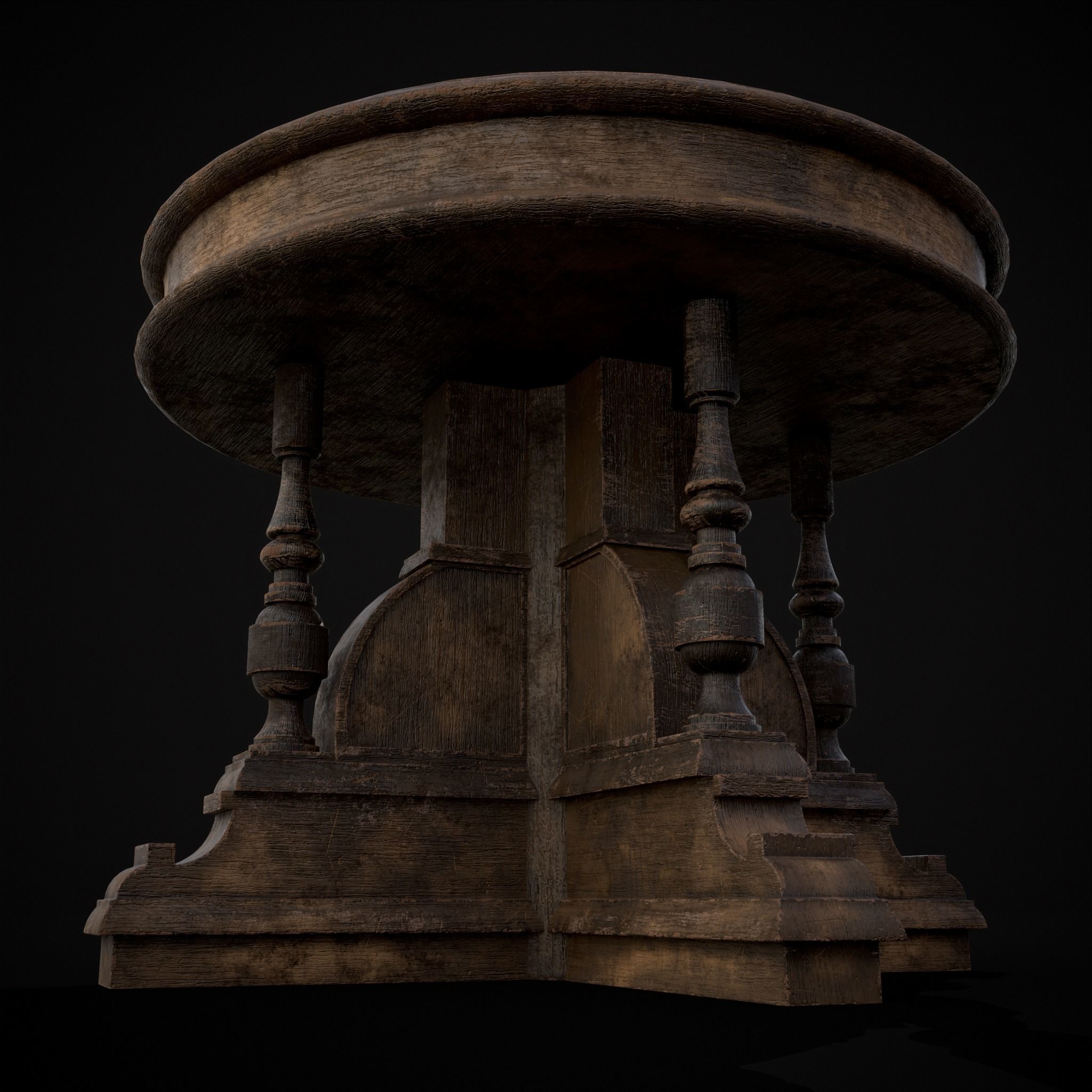 Round Renaissance Table Low-poly 3D model_21
