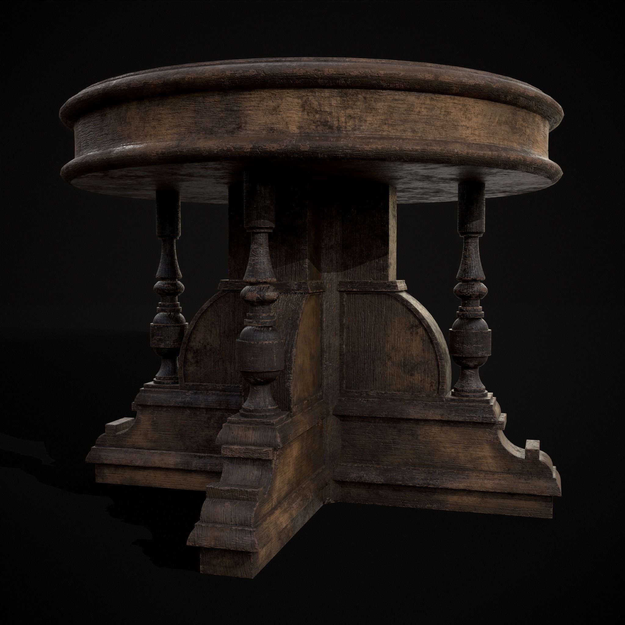 Round Renaissance Table Low-poly 3D model_17