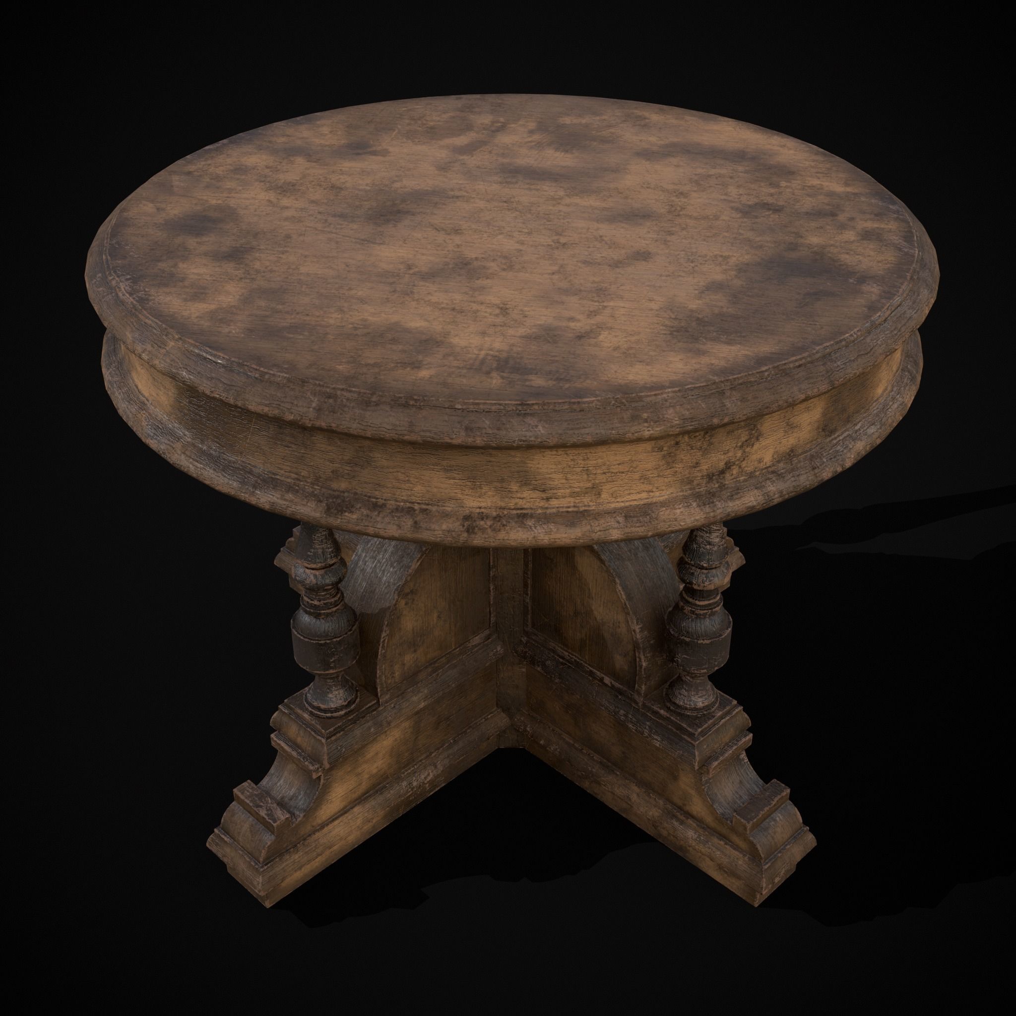 Round Renaissance Table Low-poly 3D model_25