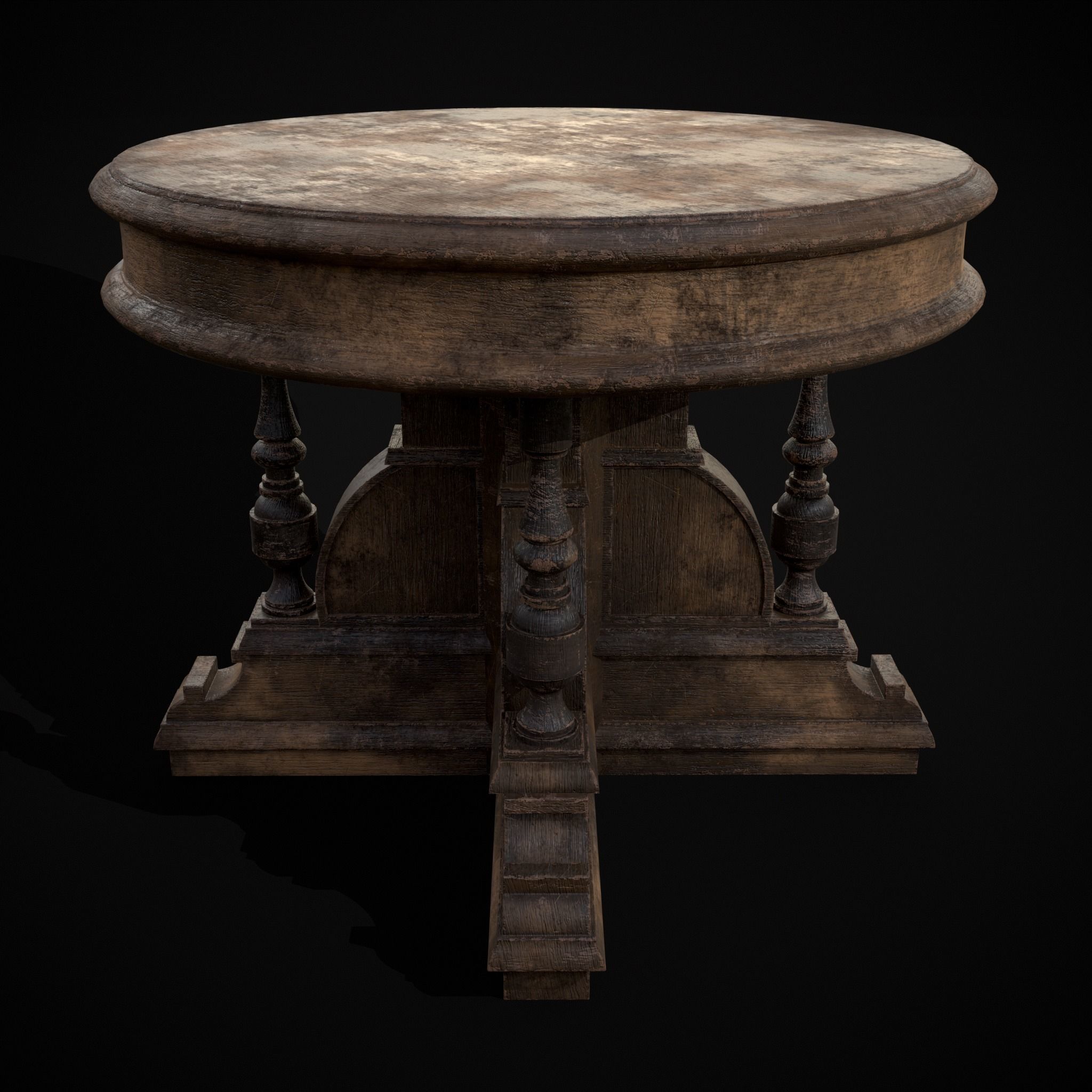 Round Renaissance Table Low-poly 3D model_35