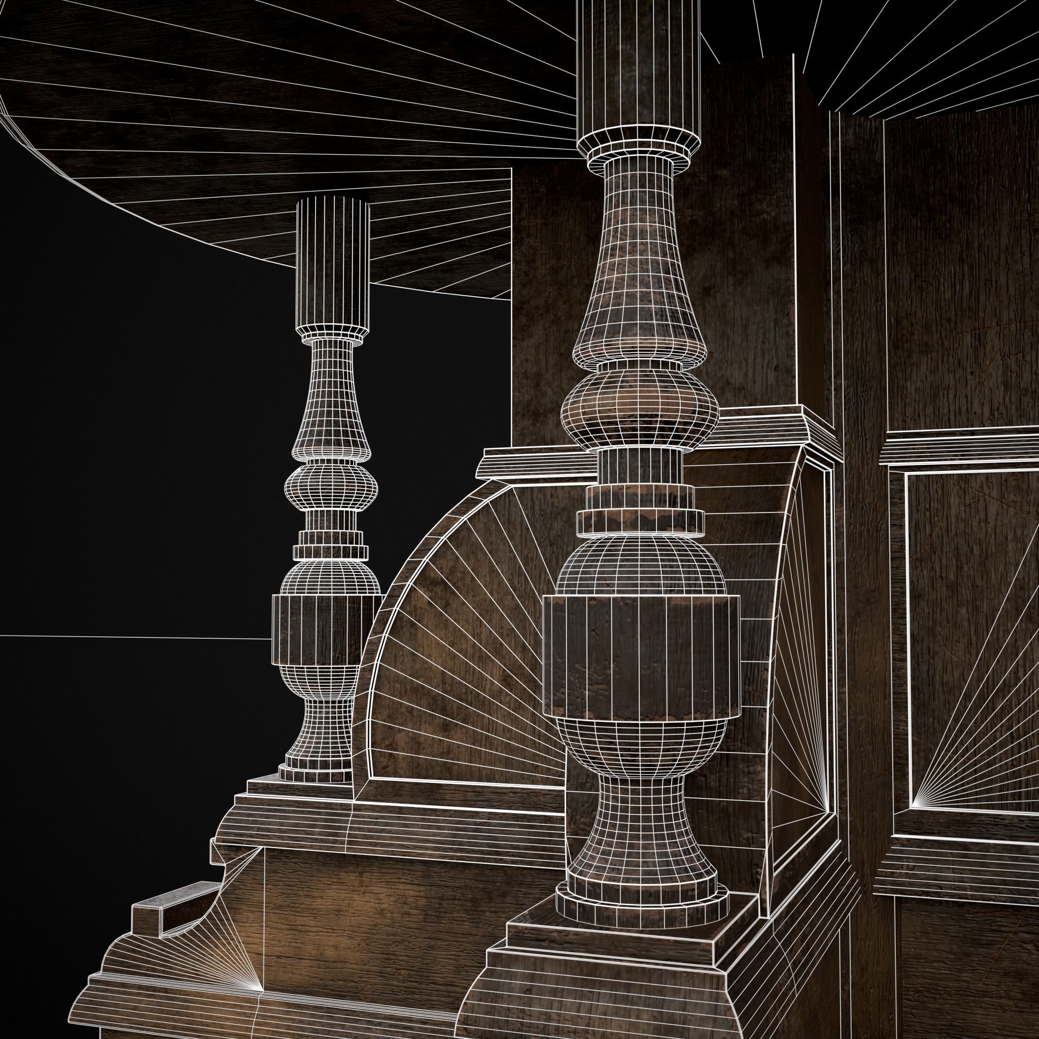 Round Renaissance Table Low-poly 3D model_8