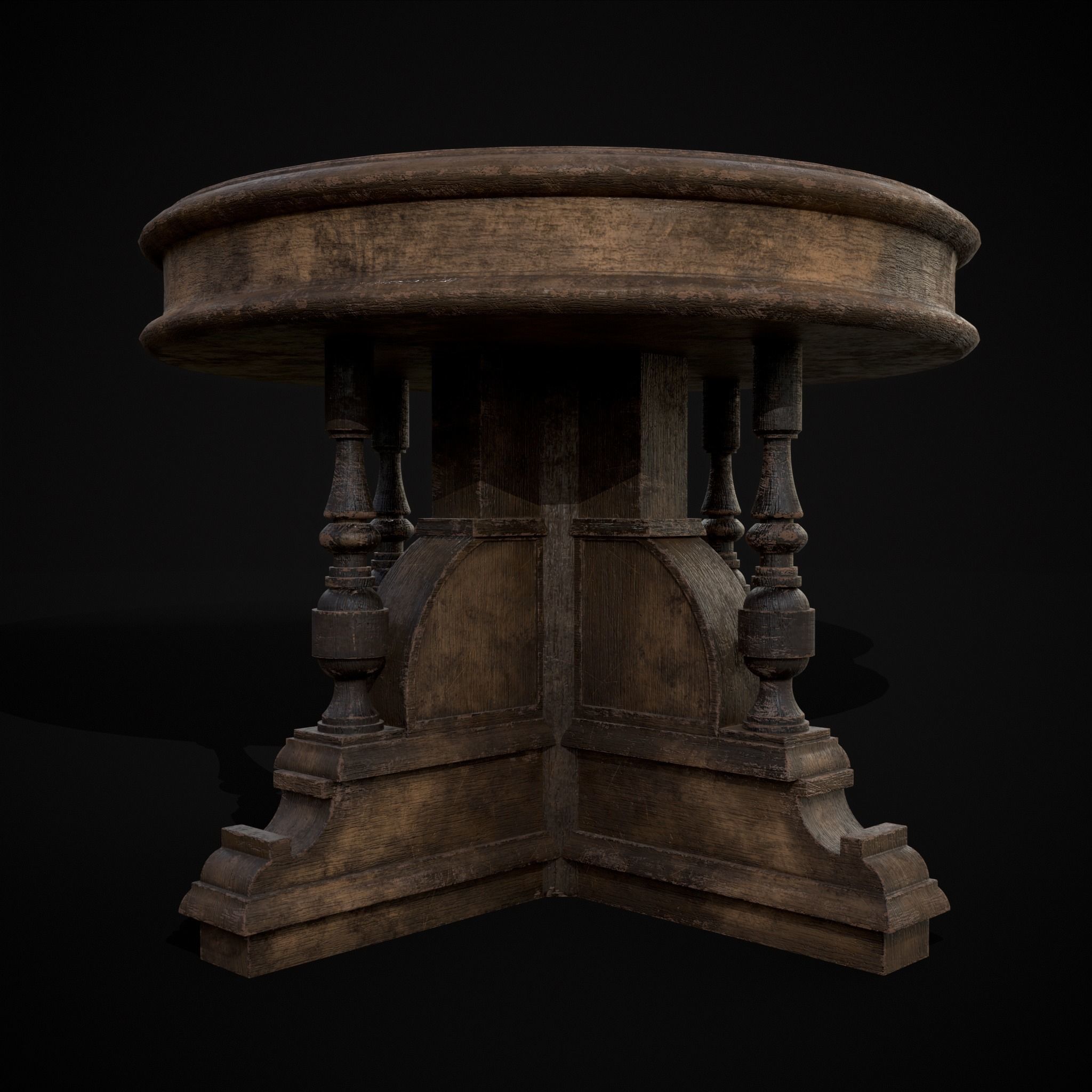Round Renaissance Table Low-poly 3D model_37