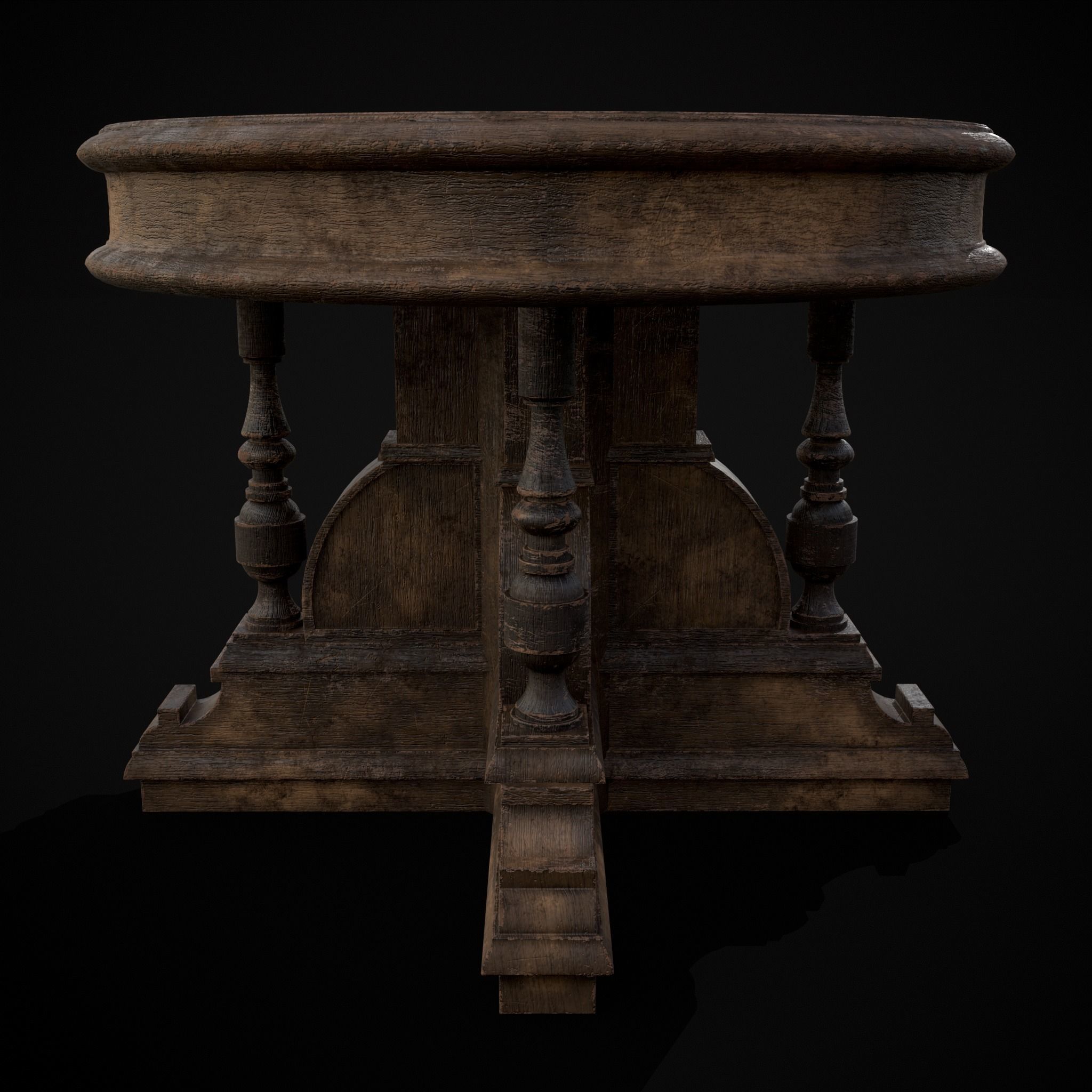 Round Renaissance Table Low-poly 3D model_19