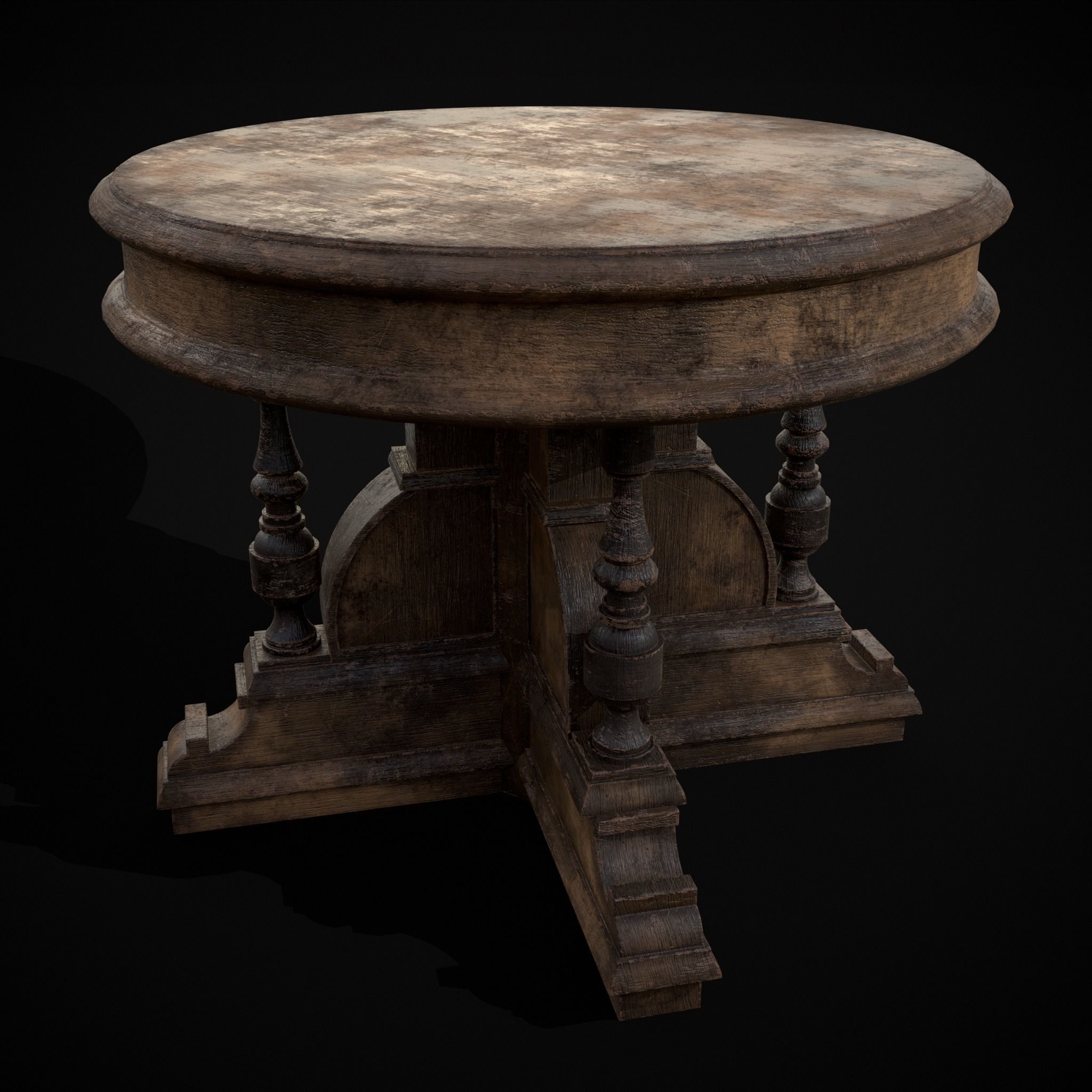 Round Renaissance Table Low-poly 3D model_39