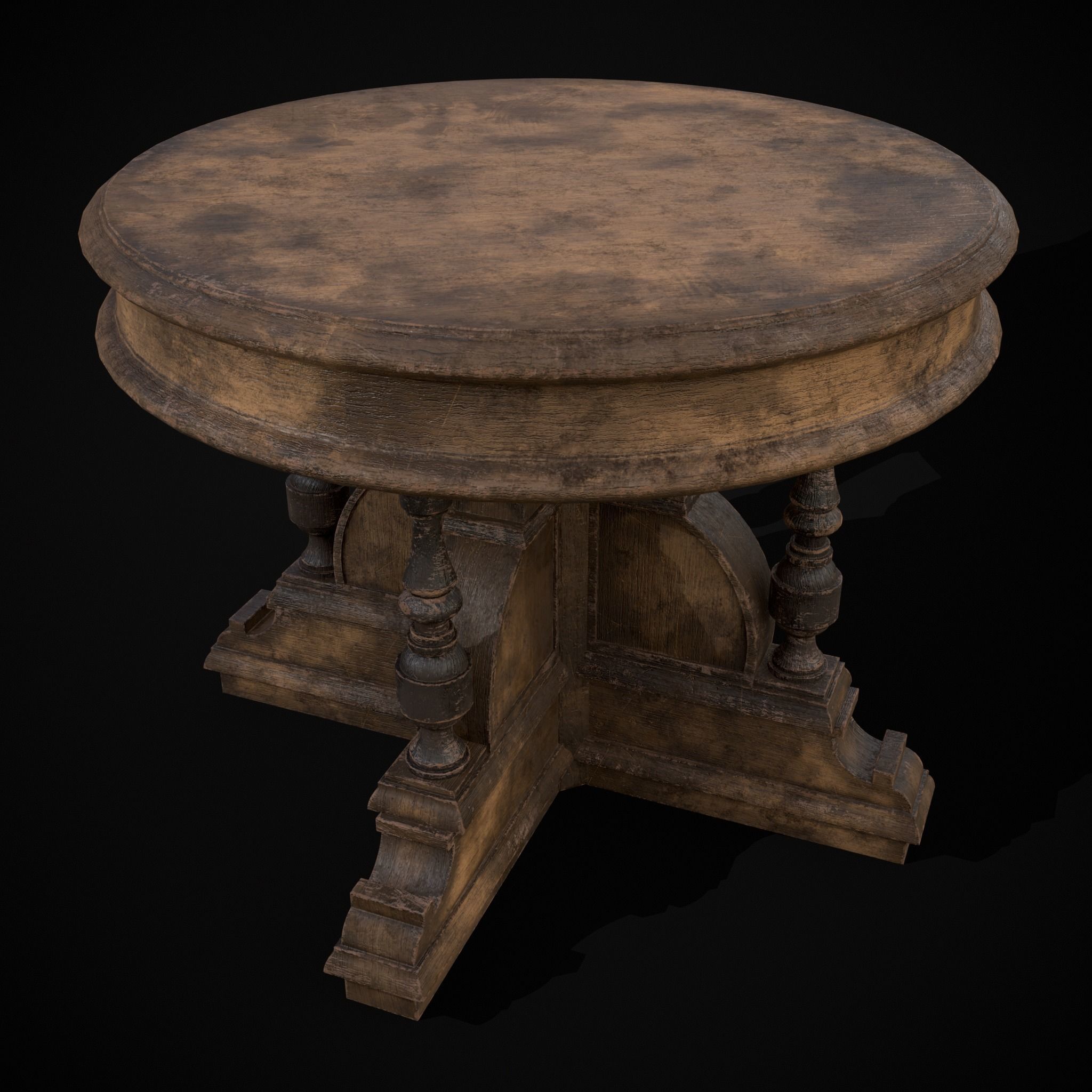 Round Renaissance Table Low-poly 3D model_29