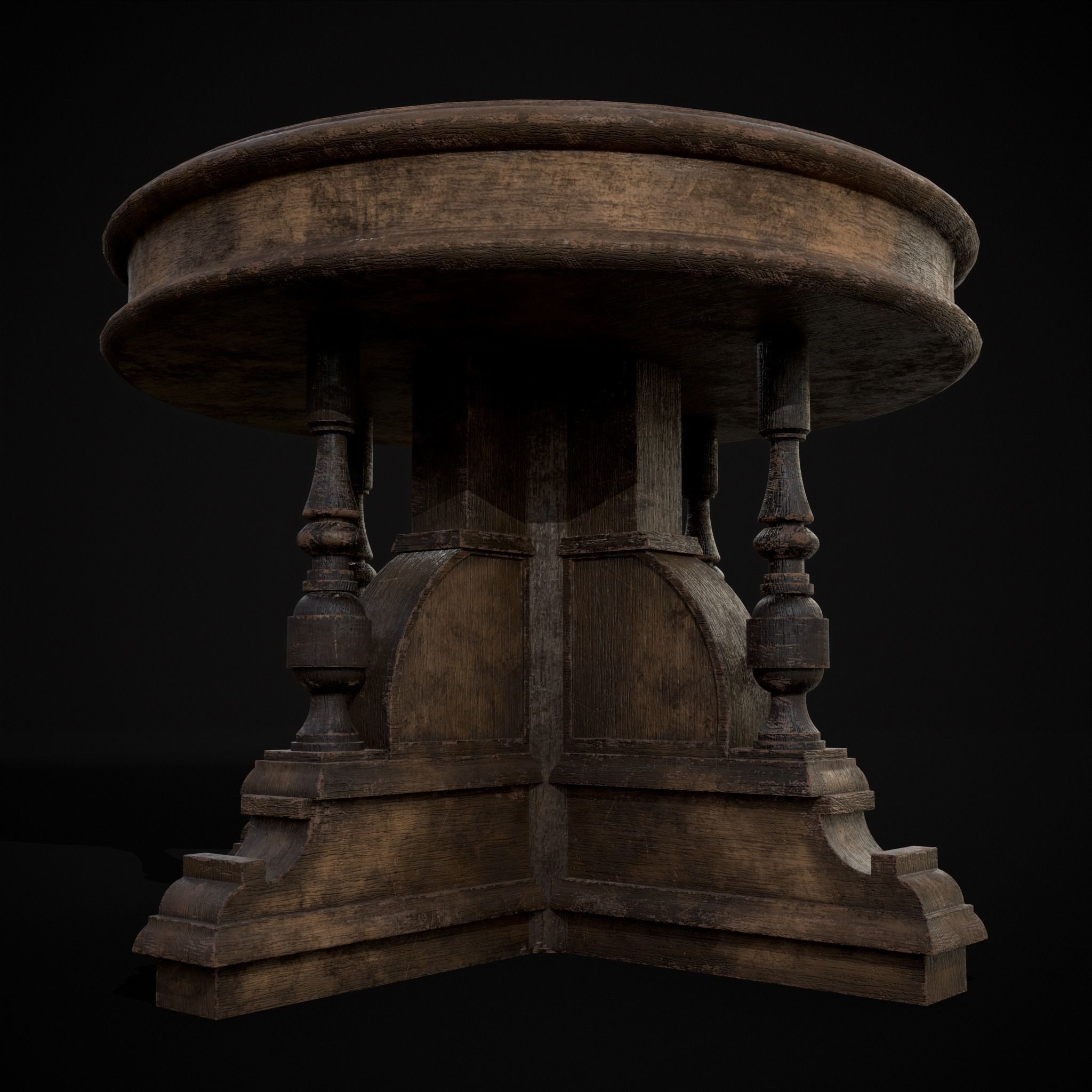 Round Renaissance Table Low-poly 3D model_31