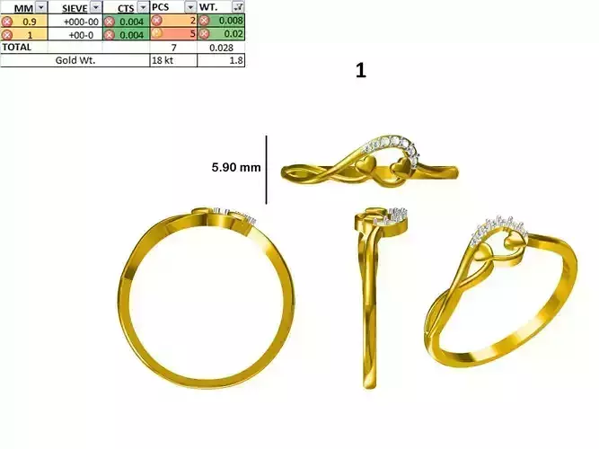 Women Light Weight Ring STL OBJ FBX JCD Details