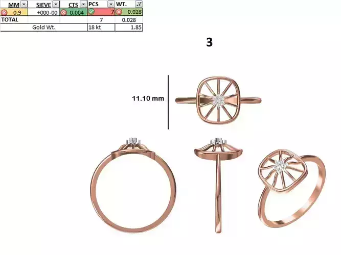 Women Light Weight Ring STL OBJ FBX JCD Details