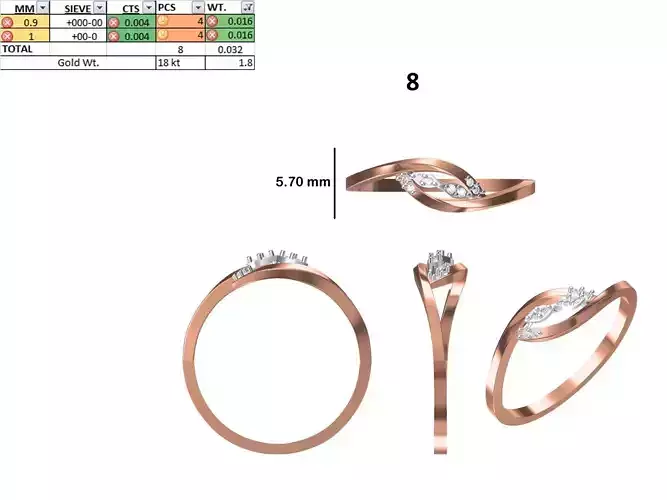 Women Light Weight Ring STL OBJ FBX JCD Details