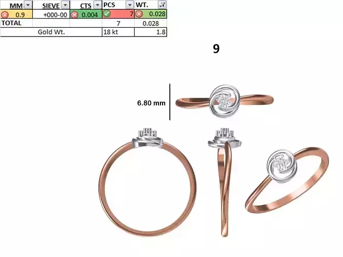 Women Light Weight Ring STL OBJ FBX JCD Details