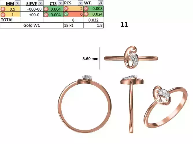 Women Light Weight Ring STL OBJ FBX JCD Details