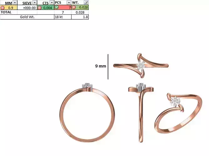 Women Light Weight Ring STL OBJ FBX JCD Details