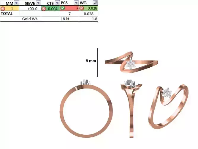 Women Light Weight Ring STL OBJ FBX JCD Details