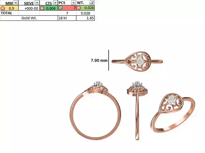 Women Light Weight Ring STL OBJ FBX JCD Details