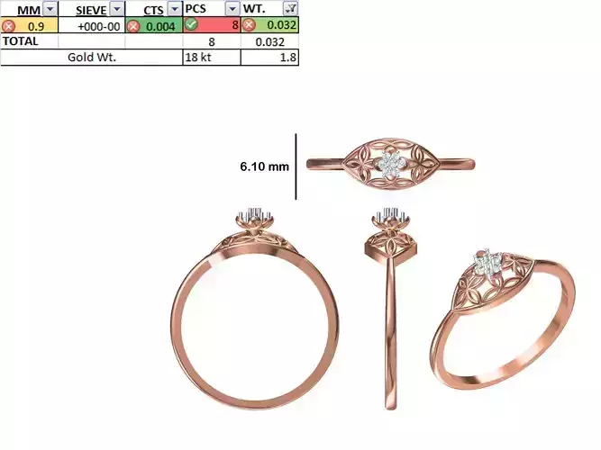 Women Light Weight Ring STL OBJ FBX JCD Details