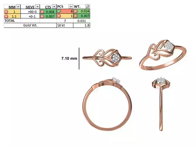 Women Light Weight Ring STL OBJ FBX JCD Details