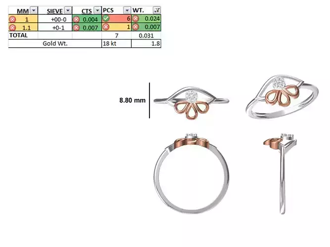 Women Light Weight Ring STL OBJ FBX JCD Details