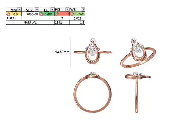 Women Light Weight Ring STL OBJ FBX JCD Details