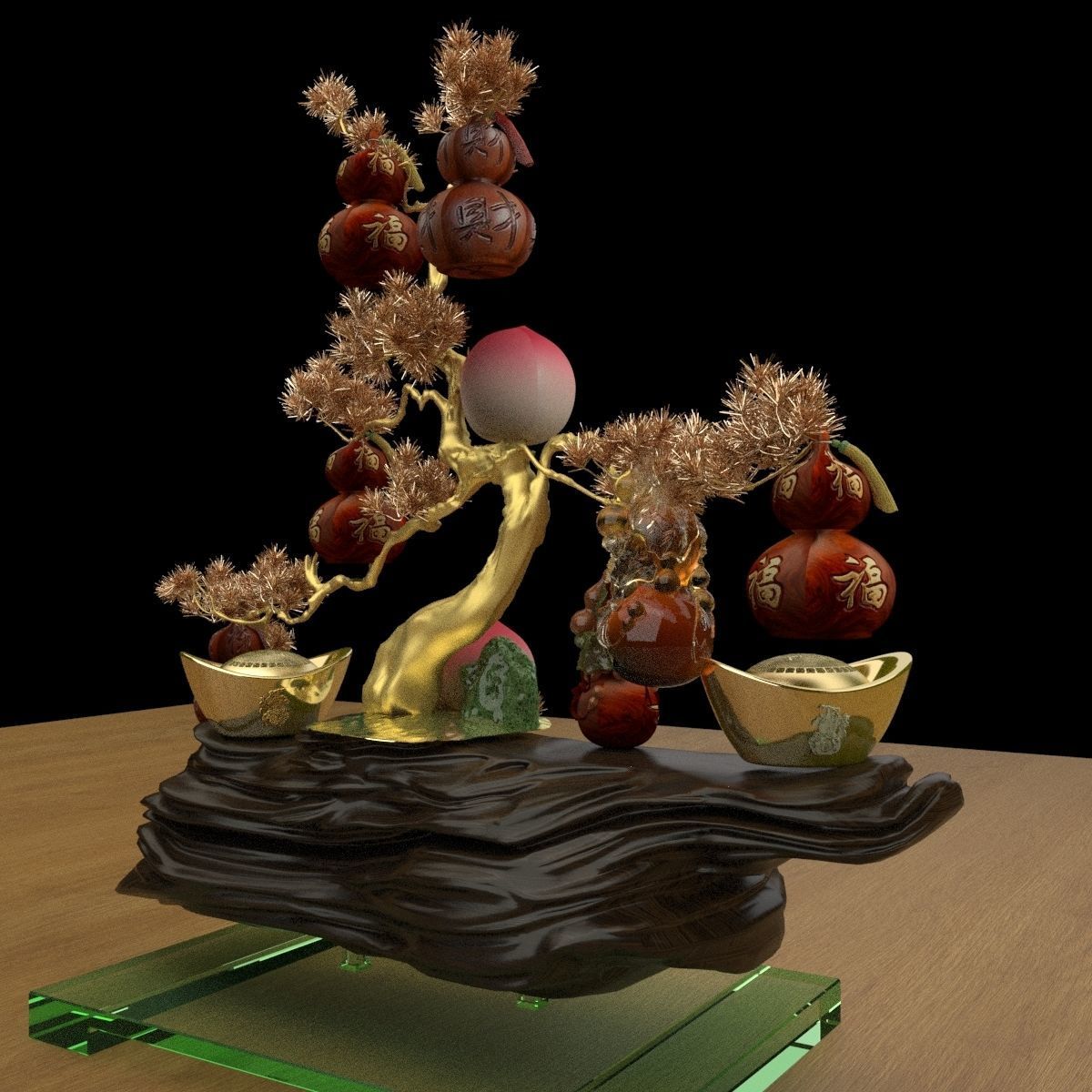 Chinese gourd tree   3D model_5