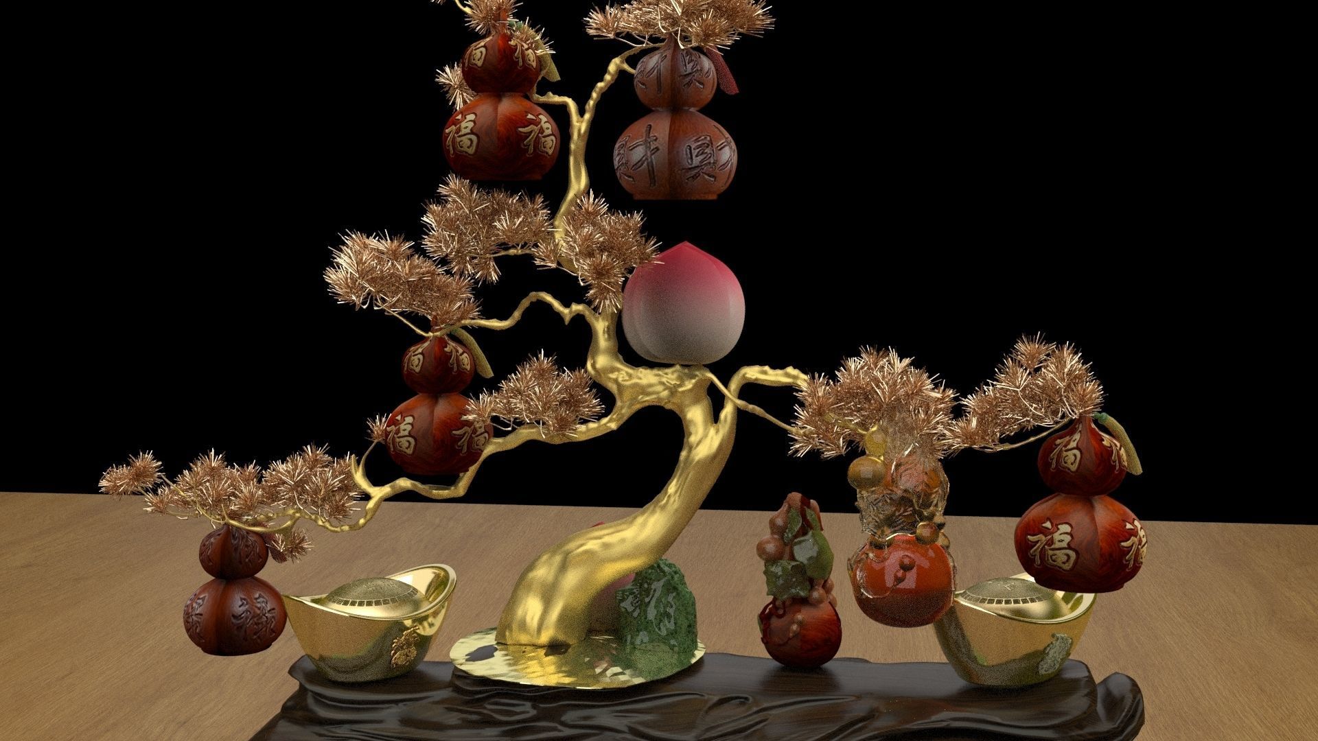 Chinese gourd tree   3D model_4