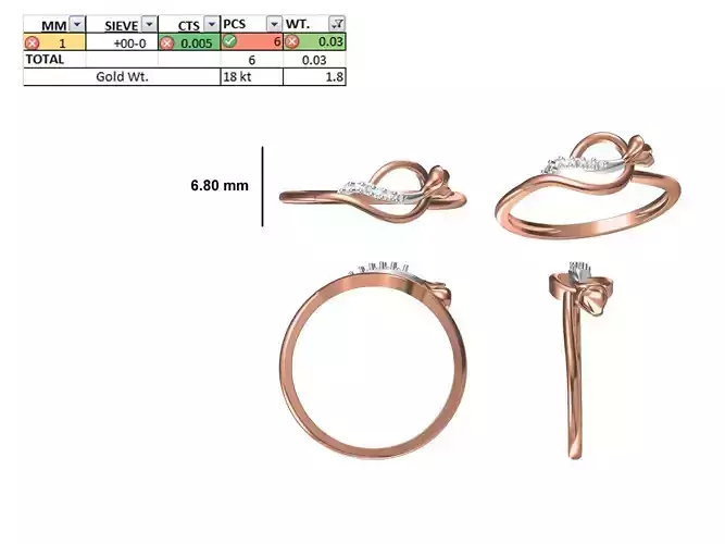 Women Light Weight Ring STL OBJ FBX JCD Details