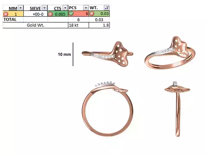 Women Light Weight Ring STL OBJ FBX JCD Details