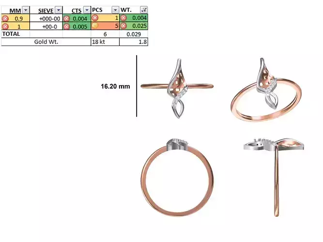 Women Light Weight Ring STL OBJ FBX JCD Details