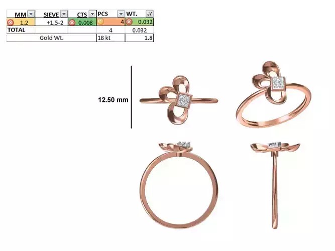 Women Light Weight Ring STL OBJ FBX JCD Details