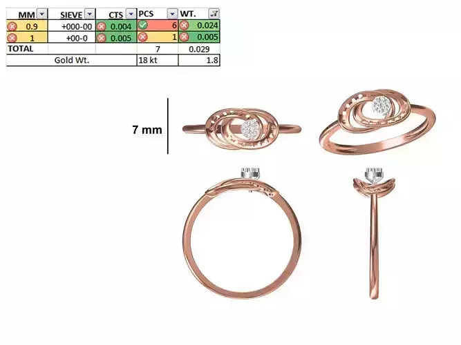 Women Light Weight Ring STL OBJ FBX JCD Details