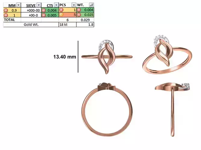 Women Light Weight Ring STL OBJ FBX JCD Details