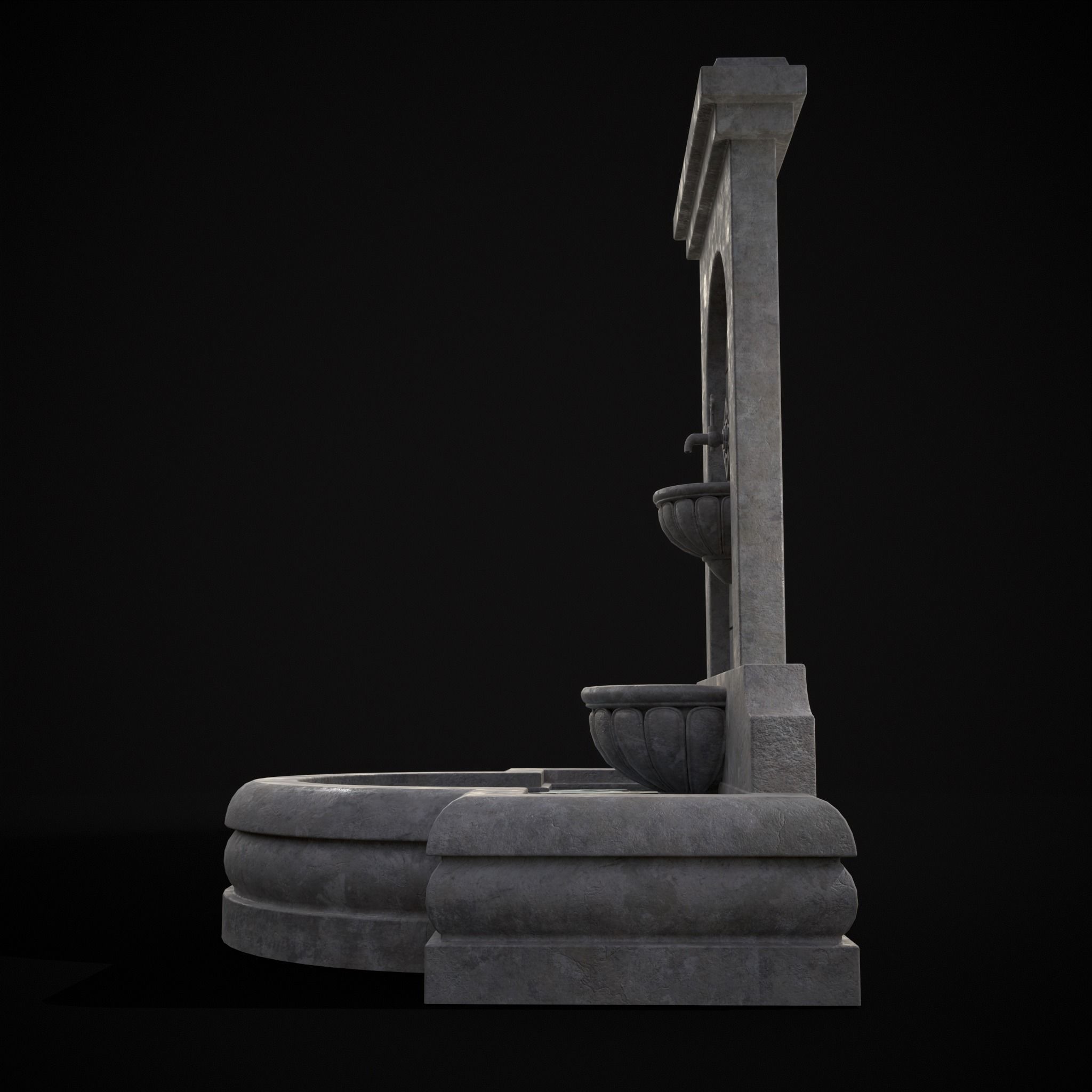 Multi Level Wall Fountain Low-poly 3D model_7