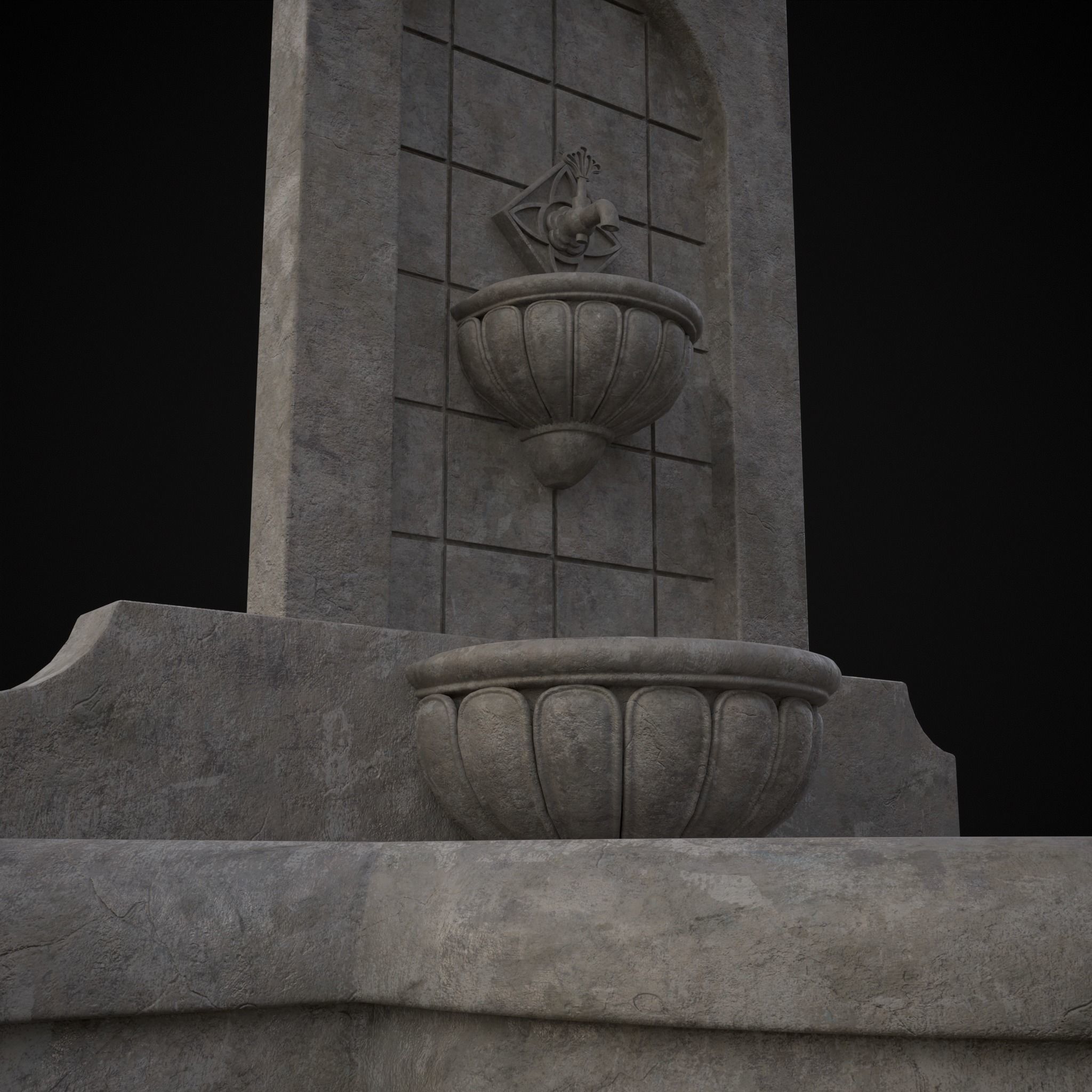 Multi Level Wall Fountain Low-poly 3D model_29