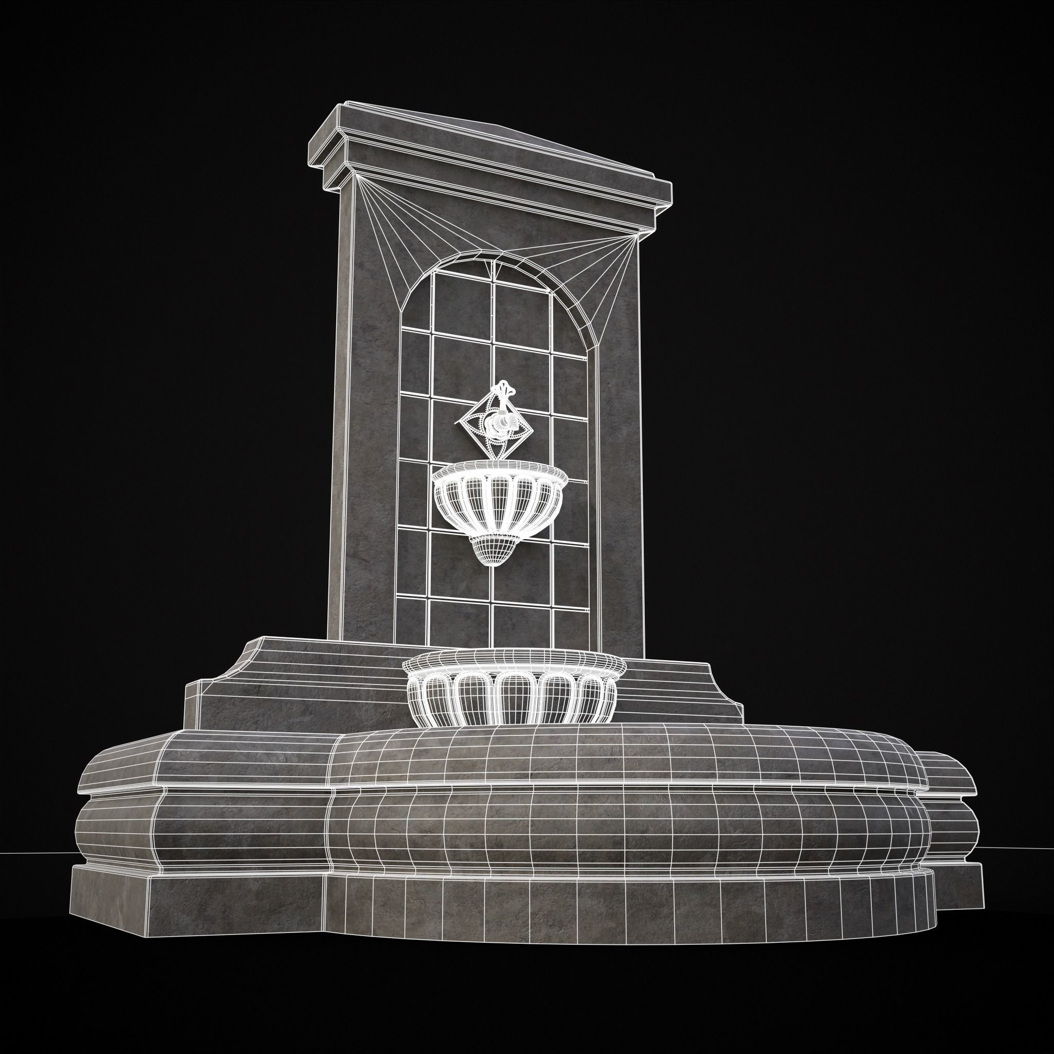 Multi Level Wall Fountain Low-poly 3D model_14