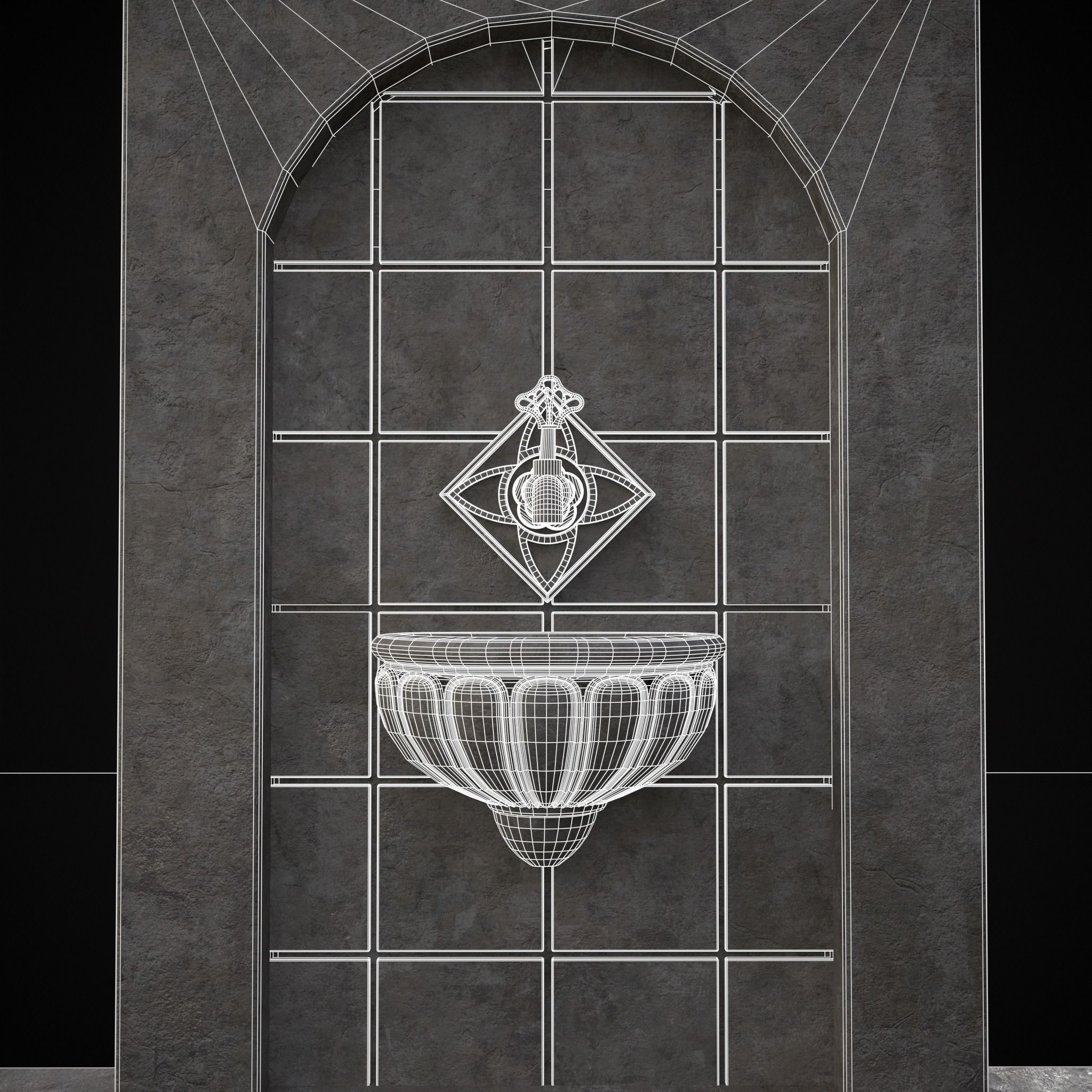 Multi Level Wall Fountain Low-poly 3D model_18