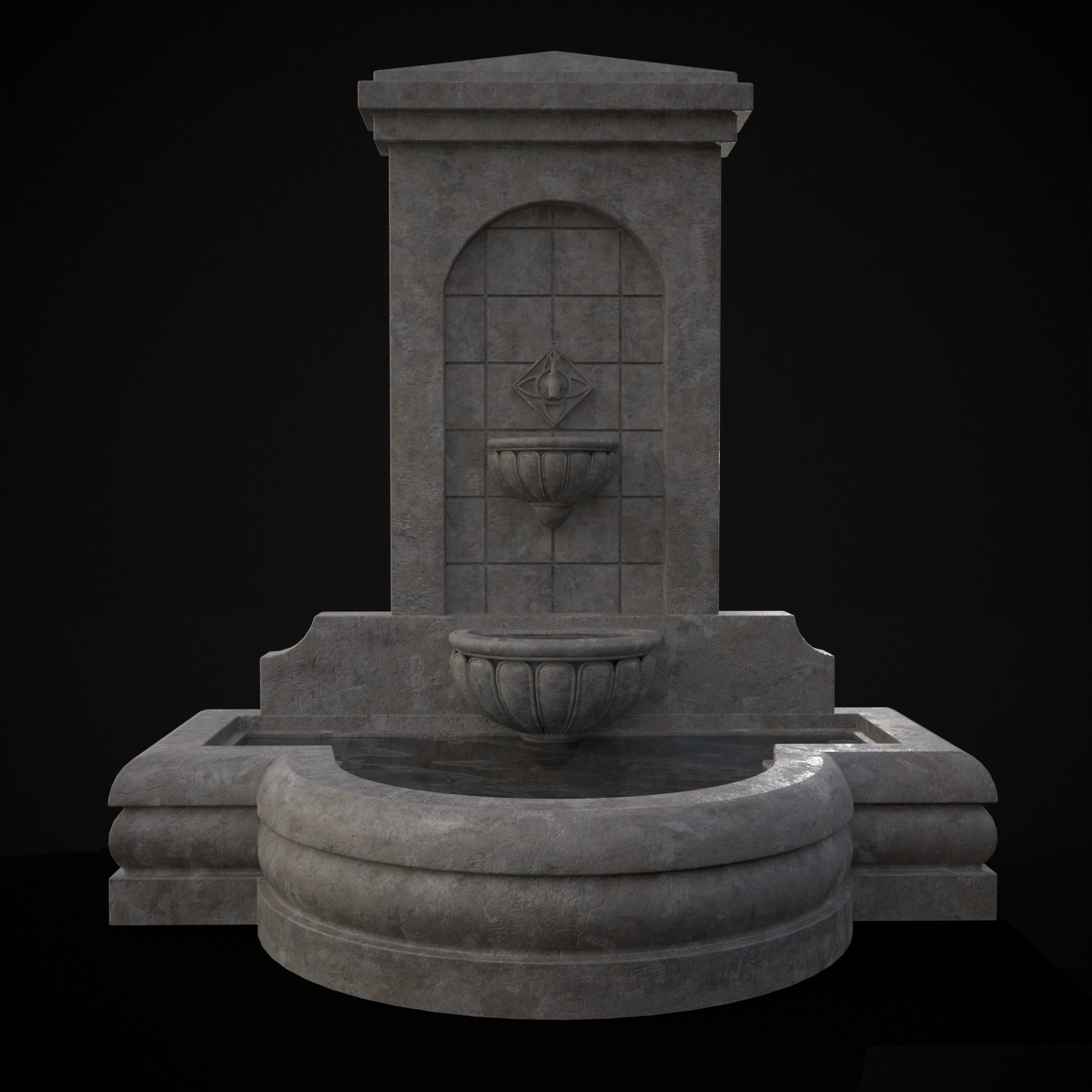 Multi Level Wall Fountain Low-poly 3D model_11