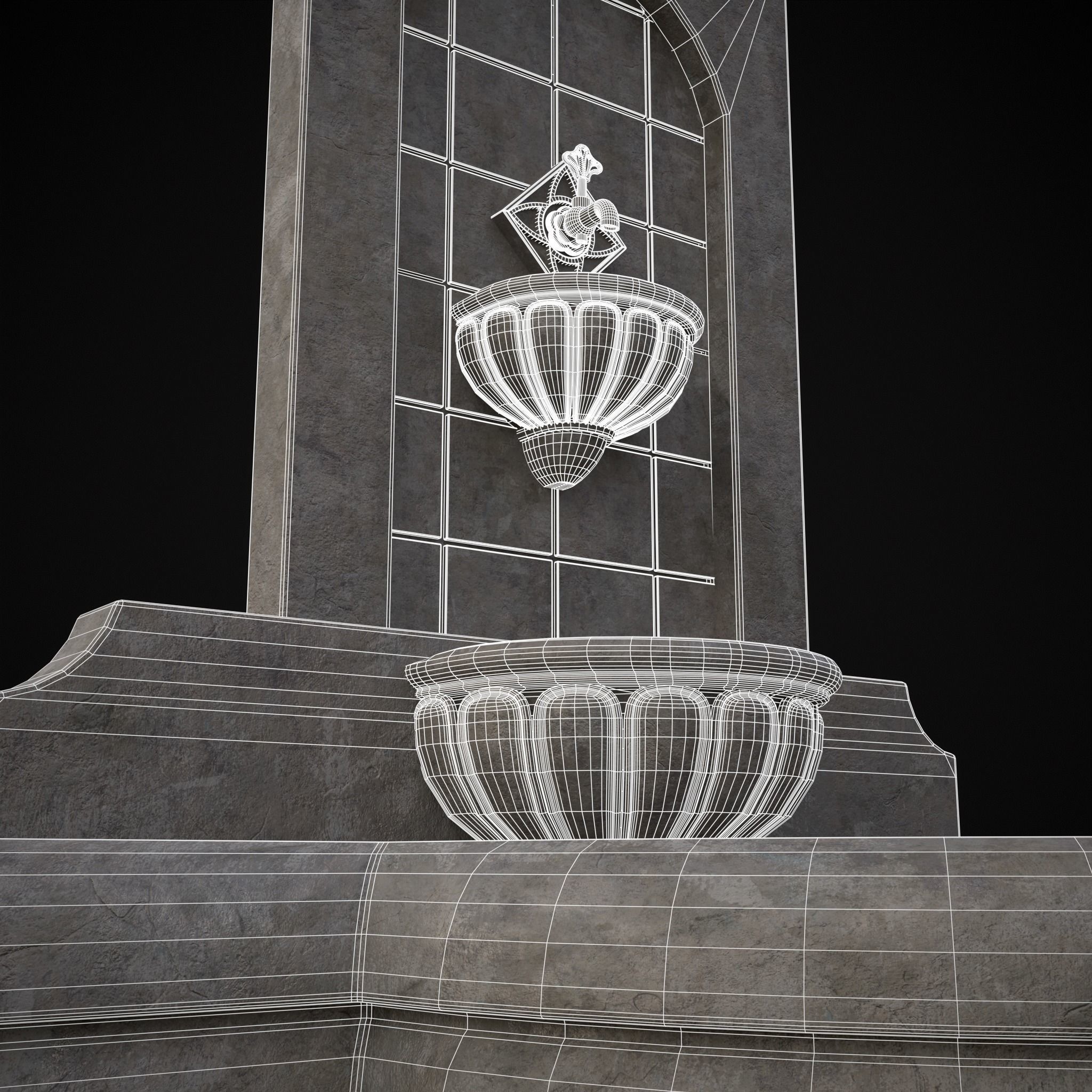 Multi Level Wall Fountain Low-poly 3D model_30