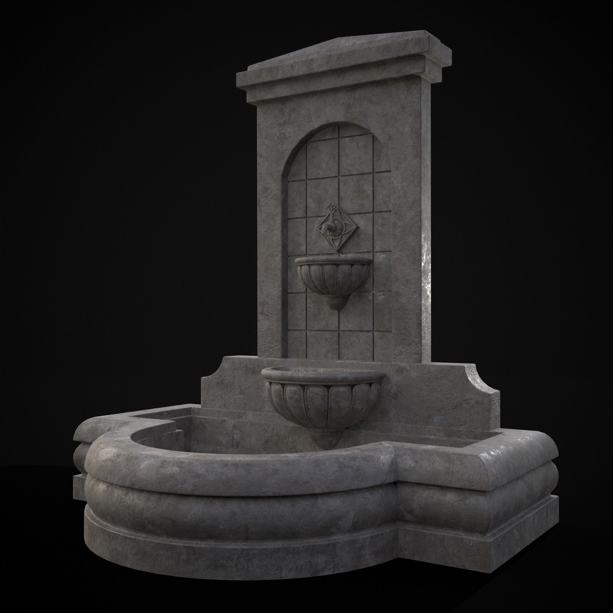 Multi Level Wall Fountain Low-poly 3D model_27
