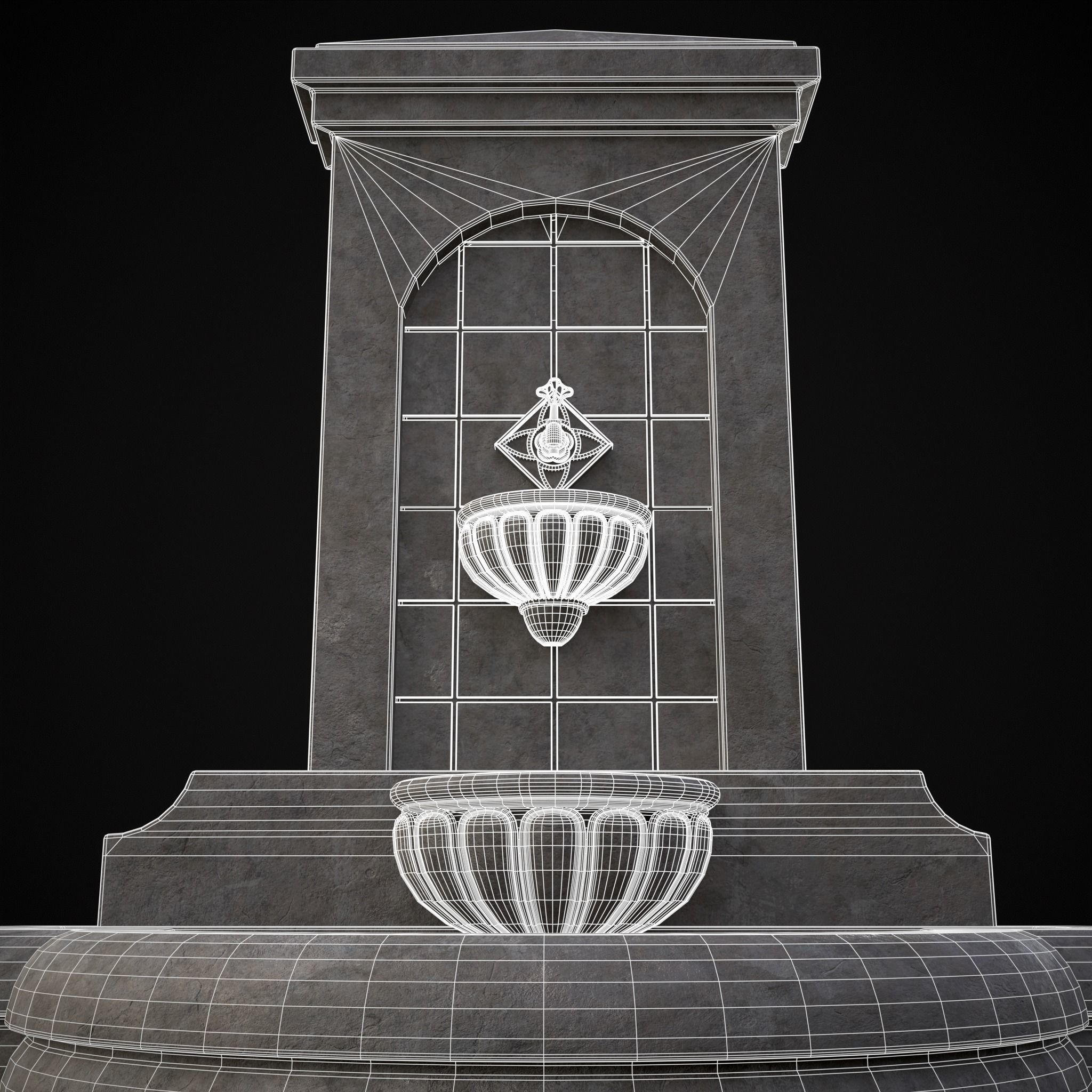 Multi Level Wall Fountain Low-poly 3D model_32