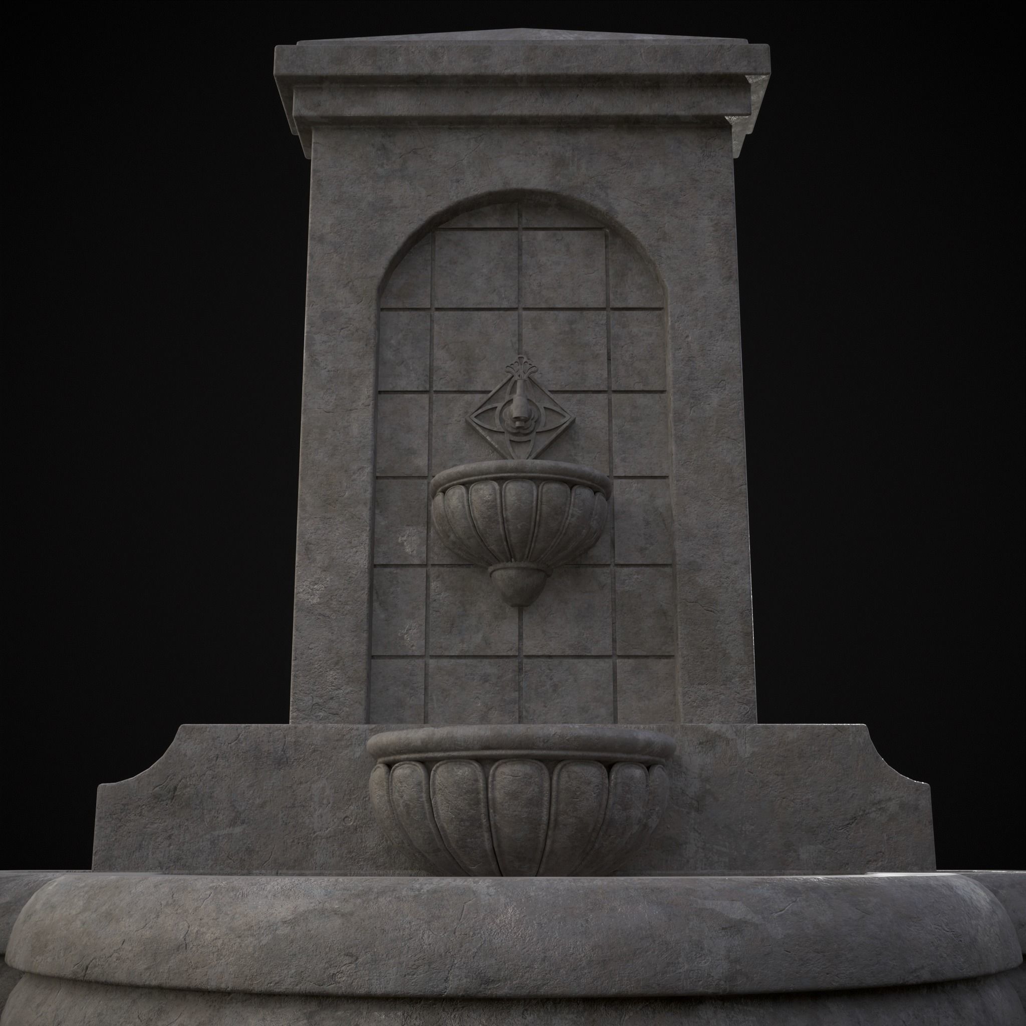 Multi Level Wall Fountain Low-poly 3D model_31